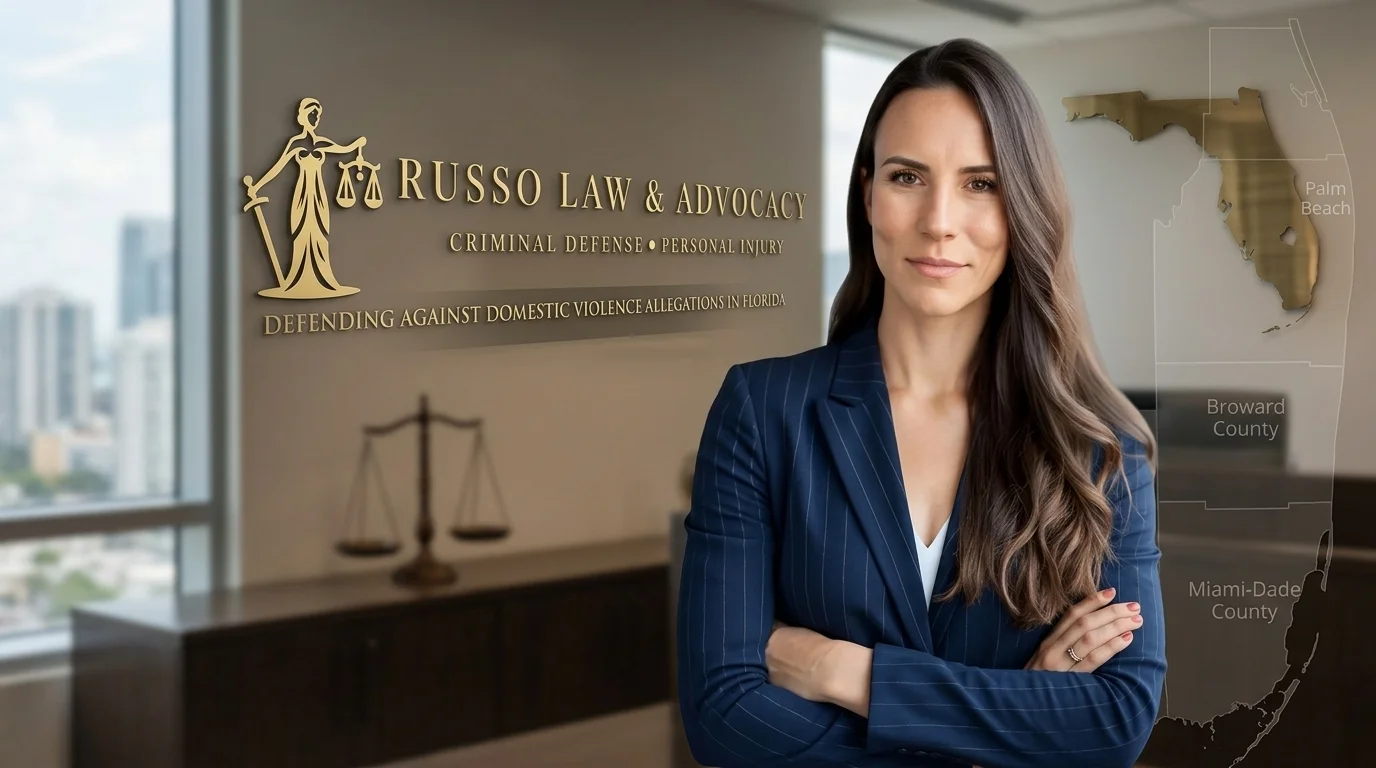 Featured image for article on how to avoid a domestic violence conviction in Florida - Attorney Dominique Russo ready to defend.
