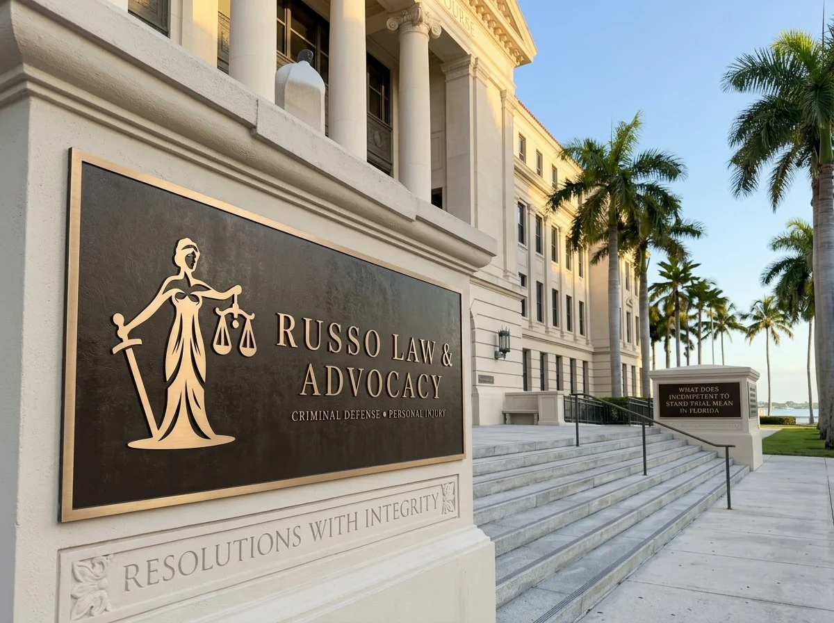 Attorney Dominique Russo offering legal support for understanding what does incompetent to stand trial mean in Florida.