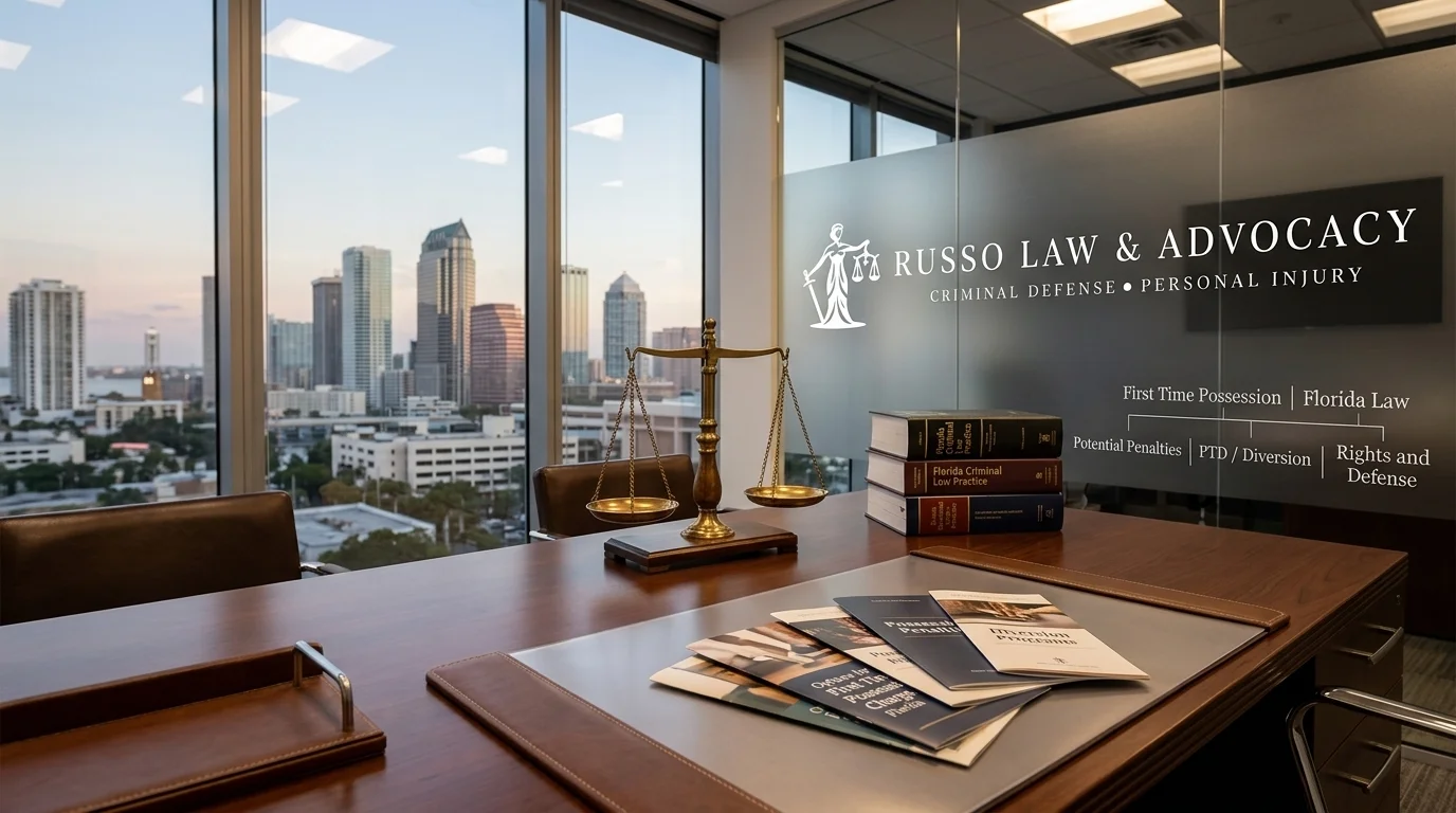 Featured image illustrating first time possession charge in Florida options with attorney Dominique Russo.