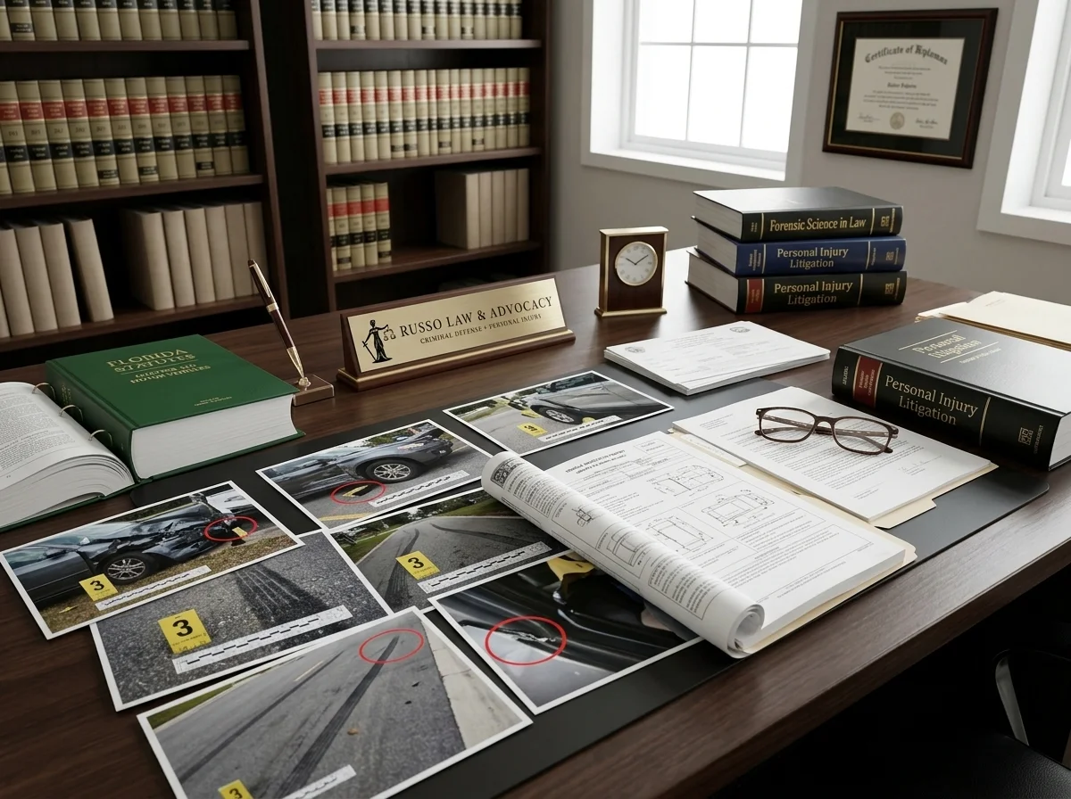 Dominique Russo examining legal evidence when defending against felon in possession of a firearm charges